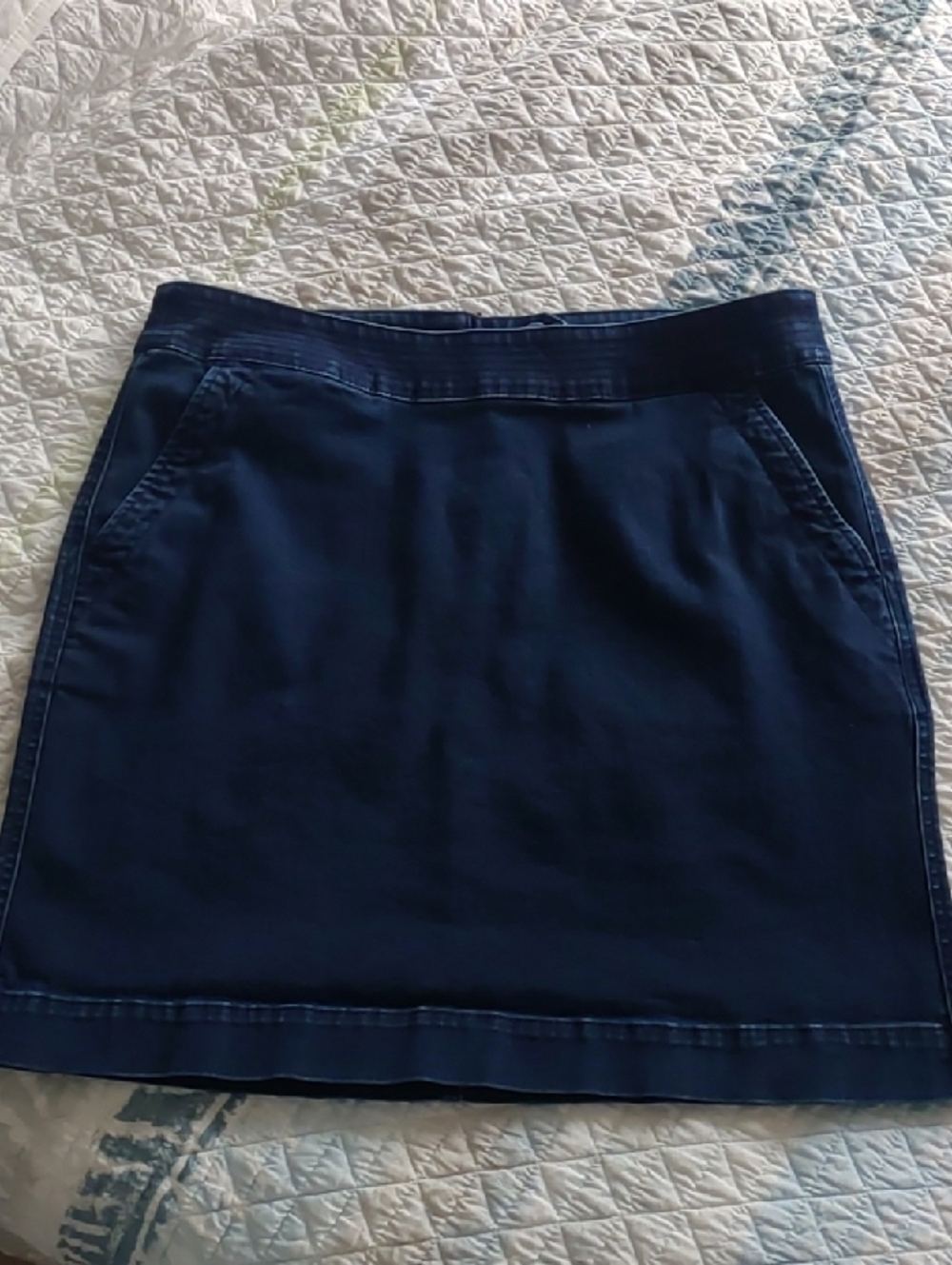 Talbots Navy Mini Skirt with Front Pockets, Size 14P